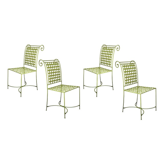 Mid 20th Century French Wrought Iron Garden Chairs - Set of 4 For Sale