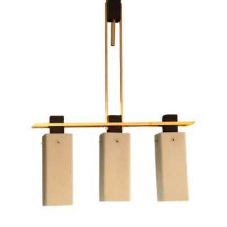 3-Light Opaline Pendant Light from Maison Arlus, 1950a For Sale