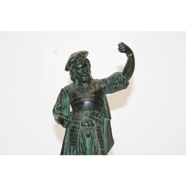 Traditional Spelter Sculpture of a Cavalier For Sale - Image 3 of 7