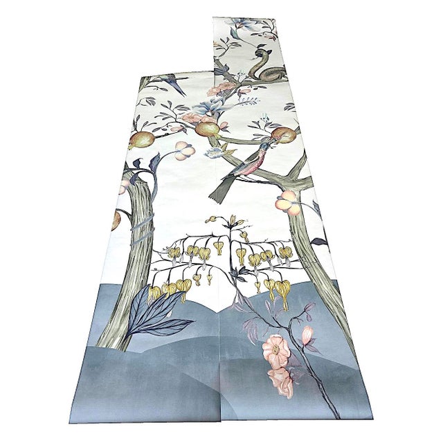 Chinoiserie Chinoiserie/Botanical Anthropologie Chloe Wallpaper Mural, Birds and Monkeys, 7 Panels For Sale - Image 3 of 15