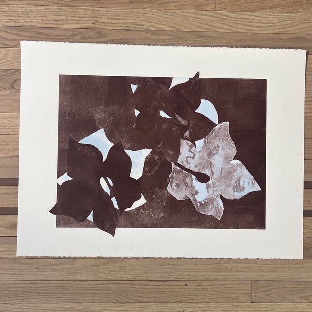 Original signed 2026 botanical monotype artwork, unframed 16 x 22