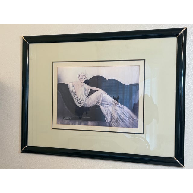 Louis Icart 1970s Louis Icart Art Deco Framed Lithogragh Reproduction Entitled "Le Sofa" For Sale - Image 4 of 4