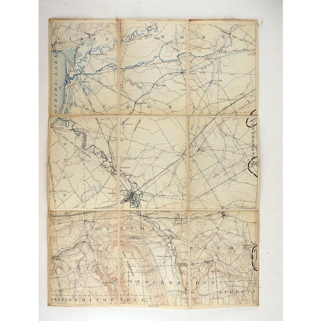 Shabby Chic Oneida New York 1895 Us Geological Survey Folding Map For Sale - Image 3 of 5
