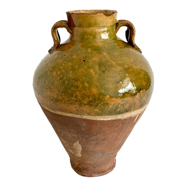 Turkish Glazed Terracotta Oil Pot Urn For Sale