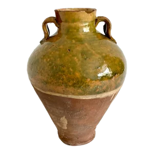 Turkish Glazed Terracotta Oil Pot Urn