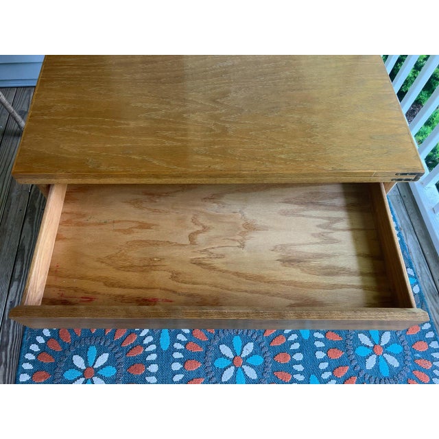 Mid 20th Century Vintage Scandinavian Mid‑Century Flip‑Top Bar Cart – Solid Oak Serving Trolley on Casters For Sale - Image 5 of 17