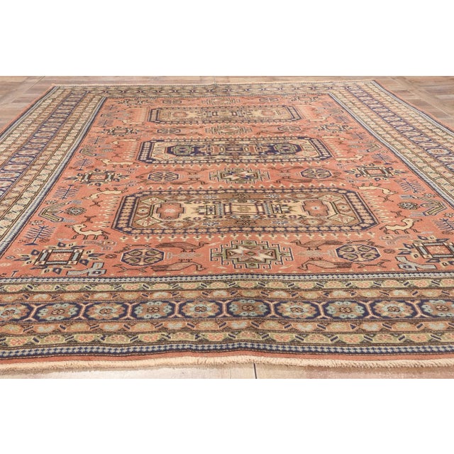 Terra Cotta Mid 20th Century Vintage Persian Ardabil Rug - 07'04 x 10'01 For Sale - Image 8 of 9
