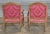 Pair of Late 20th Century Provincial French Country Walnut Carved Arm Chairs Rose Silk Damask Fabric For Sale - Image 9 of 13