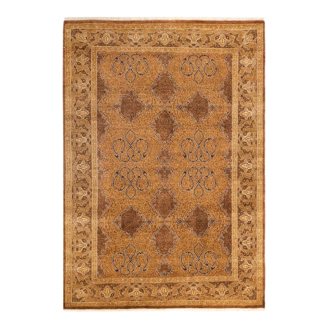 Mogul, One-of-a-Kind Hand-Knotted Area Rug - Yellow, 4' 3" x 6' 0" For Sale
