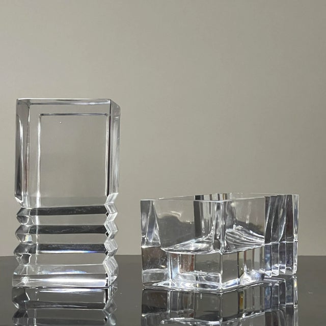 Vintage Two Piece Art Deco Glass Desk Accents For Sale - Image 11 of 11