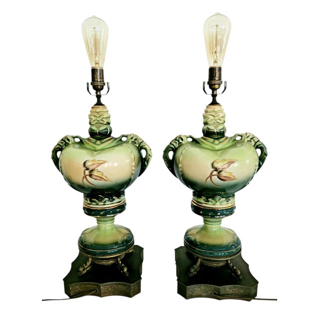 Mid 20th Century "Capodimonte" Style Table Lamps - a Pair For Sale - Image 9 of 11