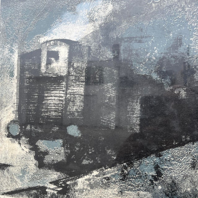 Blue Renzo Vespignani "The Train" Framed Numbered and Hand Signed Lithograph, 1962 For Sale - Image 8 of 16