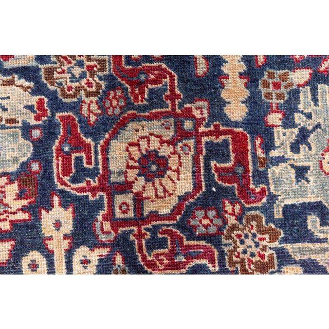 Antique Persian Tabriz Botanic Red, Yellow Handmade Wool Rug For Sale - Image 9 of 12