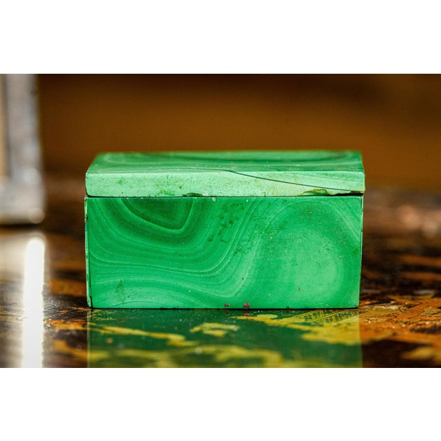 Miniature Malachite Natural Stone Vintage Specimen Box Home Decor For Sale - Image 10 of 14