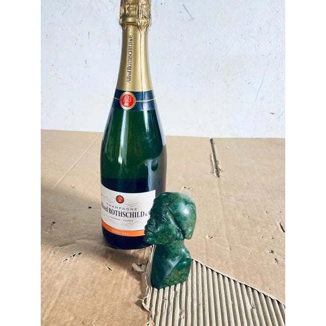 Gemstone Carved Malchite Head Sculpture, 1950s For Sale - Image 7 of 8