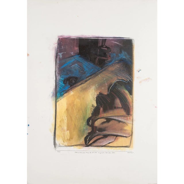 Movement is an original painting artwork in mixed media, ink, paste, tempera and watercolor, realized by sergio barletta...