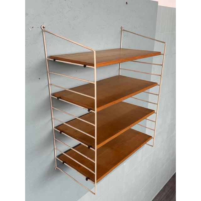 1960s Vintage Scandinavian Wall Bookcase with Oak Shelves, 1960s For Sale - Image 5 of 12