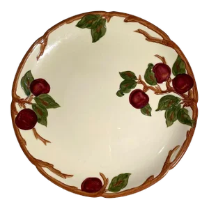 Franciscan Apple Round Platter (Chop Plate) - Red Apples & Green Leaves, Brown Scallop Trim, Usa Back Stamp
