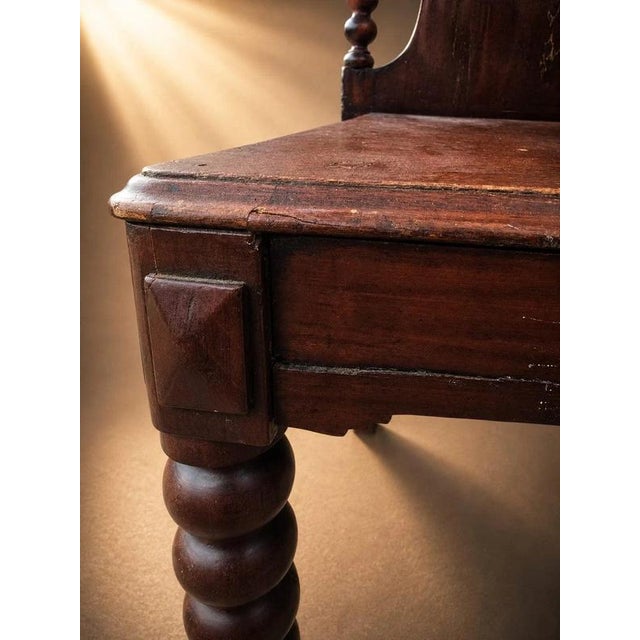 Wood Late Victorian Carved Oak Hall Chair with Barley Twist Legs, 1890 For Sale - Image 7 of 11