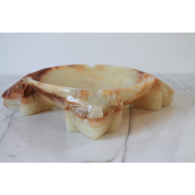 Mexican Vintage Hand-Carved Onyx Marble Aztec Ashtray For Sale - Image 3 of 8