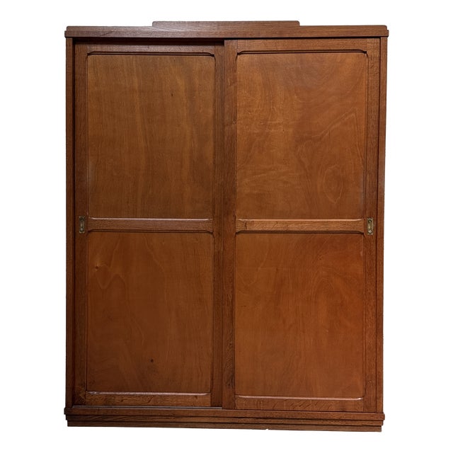 Large Parisian Wardrobe with Sliding Doors, 1940s For Sale