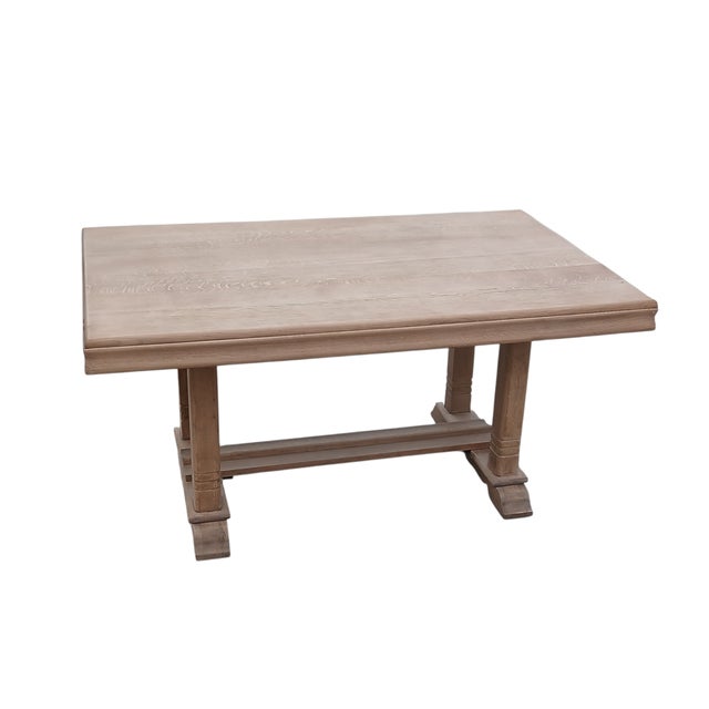 Vintage French Trestle Farmhouse Dining Table in Oak by Master Cabinetmakers Postaire, 1940s For Sale - Image 8 of 11