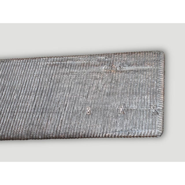 Andrianna Shamaris Impressive Minimalist Hand Carved Teak Wood Bench For Sale - Image 9 of 18