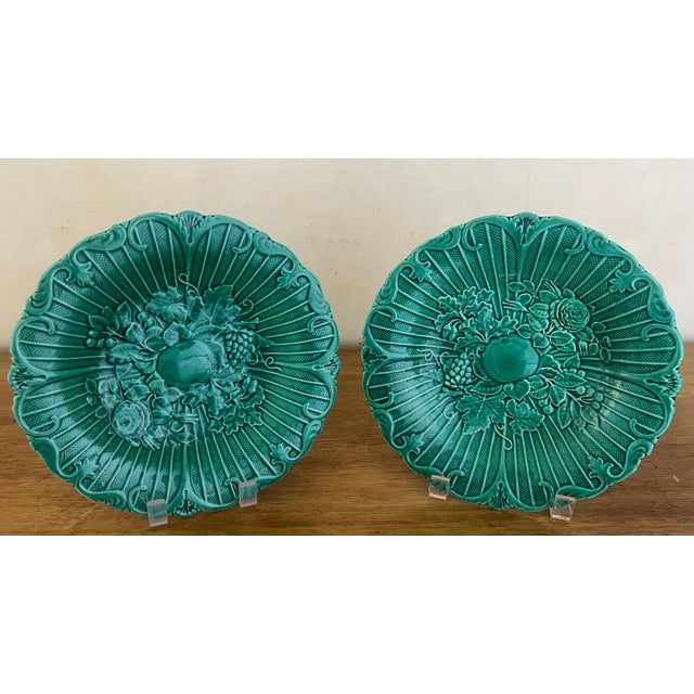 Ceramic English Majolica Bowls W/ Fruit Design For Sale - Image 7 of 9