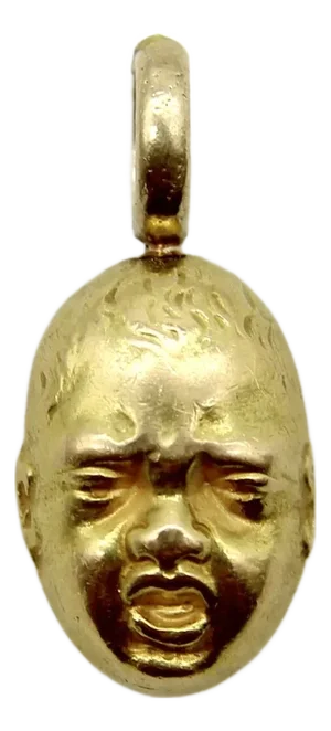 1970s 18k Gold Vintage Crying Baby Face Charm / Pendant