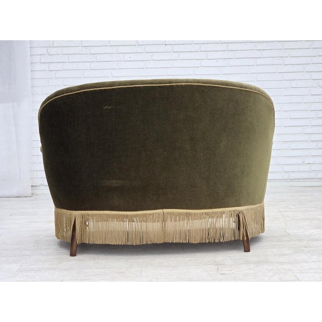 Danish 2-Seater Sofa in Green Furniture Velour, 1960s For Sale - Image 12 of 18