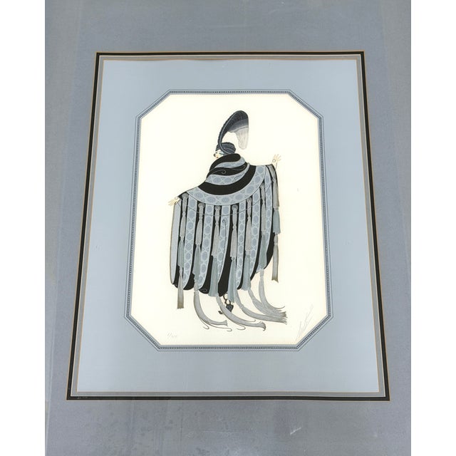 Erte "Gaby Deslys" Print Signed 6/300 Art Deco Serigraph Vintage Framed 30x36 Framed Size