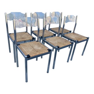 Mid-20th Century Lucite and Chrome Dining Chairs Attributed to Formenti Giovenzana - Set of 6 For Sale