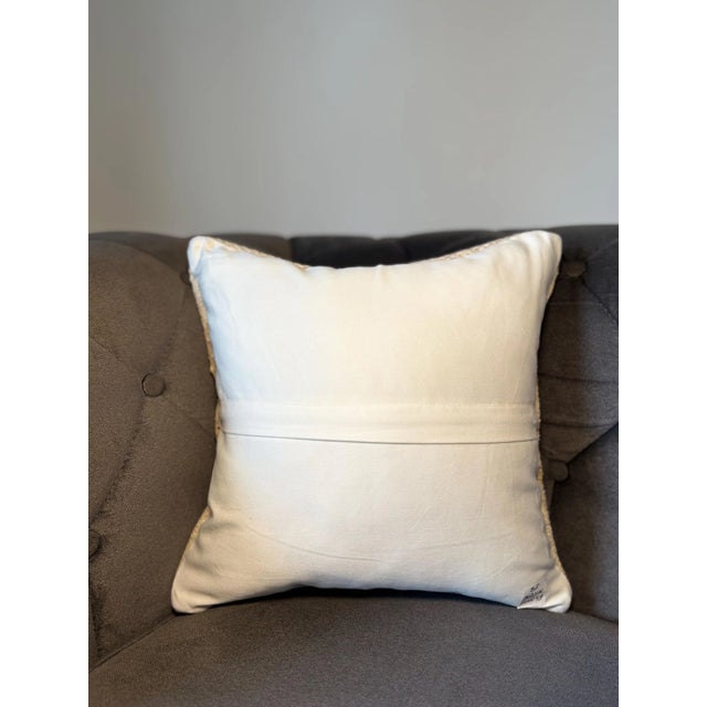 Textile Vintage Turkish Hemp Pillow, Natural Sand Beige Cushion, Handwoven Anatolian Pillow With Insert, 16x16 In For Sale - Image 7 of 8