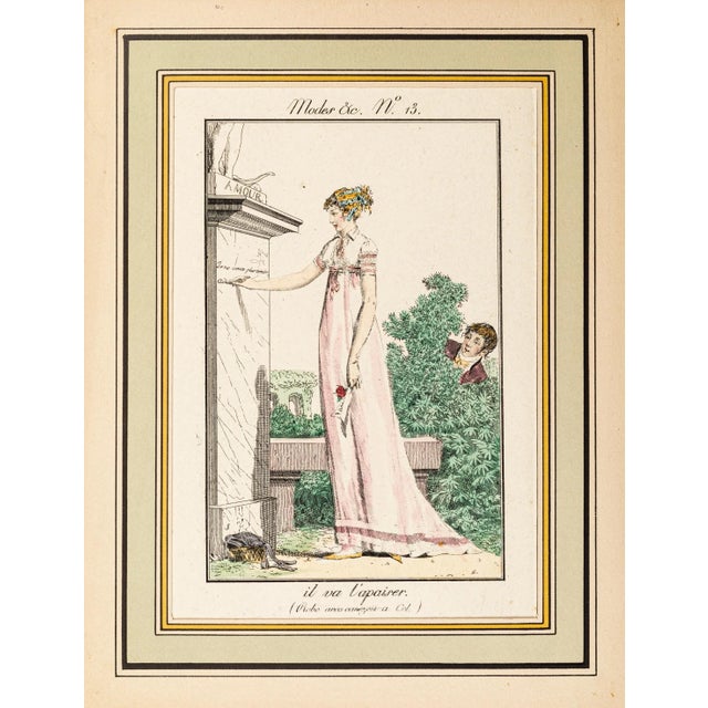 Image dimensions: 16 x 10.5 cm. Il va l'apaiser is an original watercolored print realized in the first quarter of the...