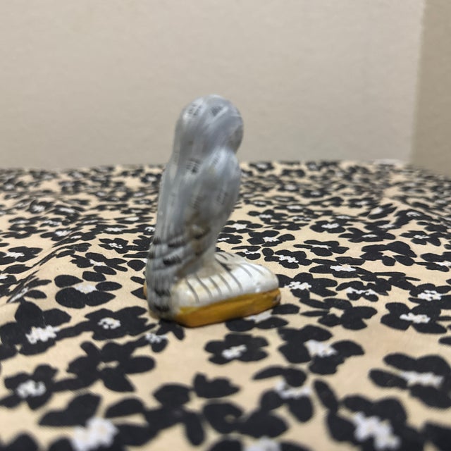 Vintage Hand-Painted Ceramic Snowy Owl Figurine on Open Book Miniature For Sale - Image 4 of 5