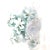 This is a white vase with a green and white floiral design on one side and a similar green and white floral design at the...