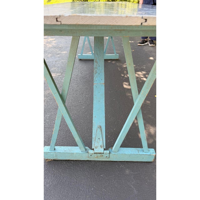 Vintage American Folding Dining Table in Blue Paint For Sale - Image 4 of 7