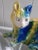 Ceramic Mid Century Italian Majolica Blue, Green, Yellow Ceramic Cat For Sale - Image 7 of 11