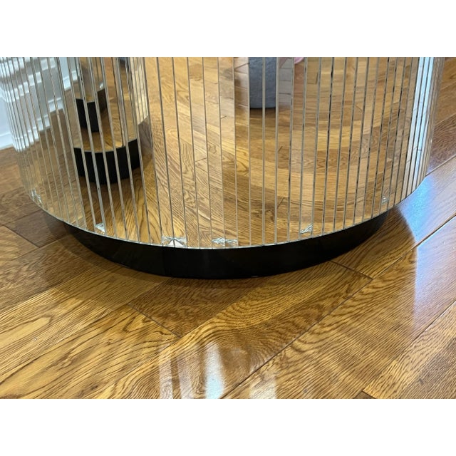 Silver 1970 Disco Mirror Drum Side Tables - a Pair For Sale - Image 8 of 9