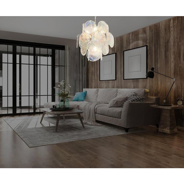 Vintage Italian Murano Chandelier with 24 Iridescent Grit Disks, 1990s For Sale - Image 8 of 17