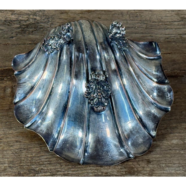 Antique English Silver Plate Shell Form Compote / Serving Dish on Paw Feet For Sale - Image 11 of 12