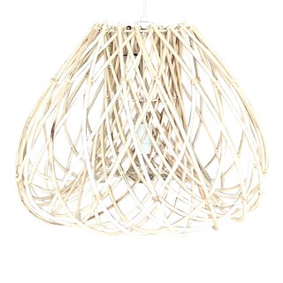 Vintage Coastal Rattan Chandelier For Sale