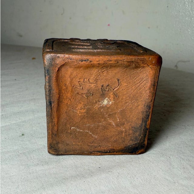 Ceramic Share Rare Antique Early 19th Century Japanese Calligraphy Terracotta Water Dropper For Sale - Image 7 of 14