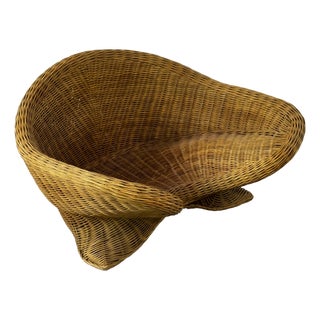 Vintage Wicker and Bamboo Meditation Lotus Chair, 1970s For Sale