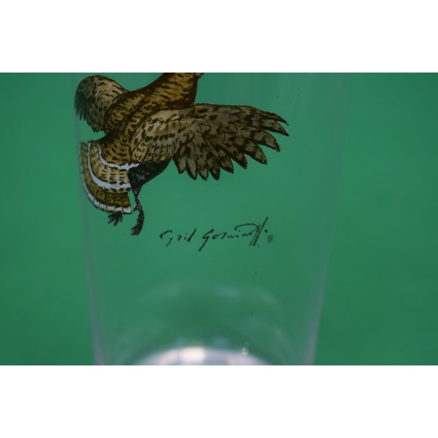 Set X 6 Cyril Gorainoff Hand Enamel Painted Gamebird Highball Cocktail Glasses For Sale - Image 9 of 9