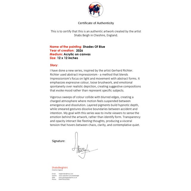 Shades of Blue Abstract Expressionism Acrylic Painting For Sale - Image 9 of 9