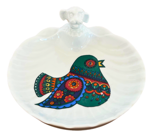 Vintage Porcelain Baby Warming Plate with Le Trèfle Bird Motif from Limoges, 1970s