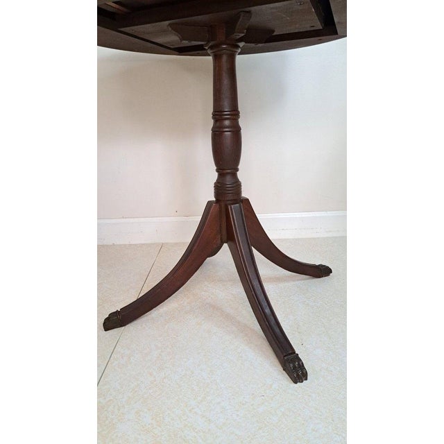 Wood 1920s–30s Federal/Hepplewhite Revival Mahogany Drum Table Paw Feet Single Drawer For Sale - Image 7 of 12