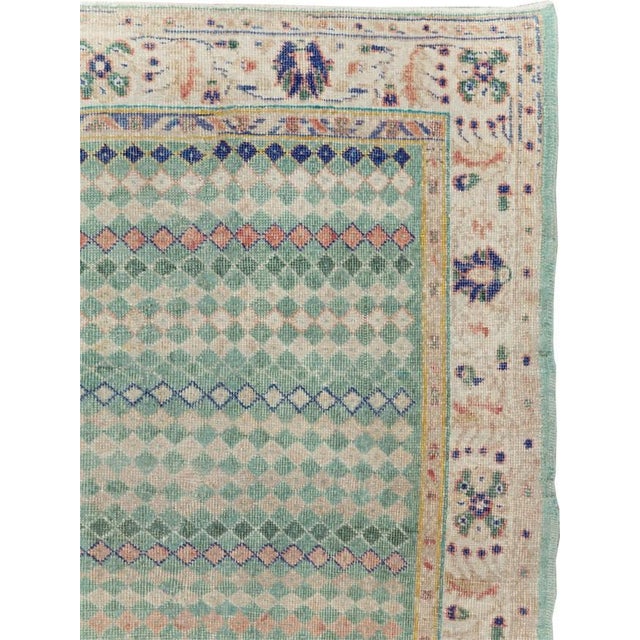 Mid-Century Modern Mid Century Green Turkish Deo Gallery Rug - 4'7" x 11'7" For Sale - Image 3 of 7