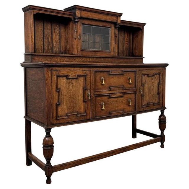 Antique Early 20th Century English Jacobean Oak Sideboard For Sale - Image 6 of 13
